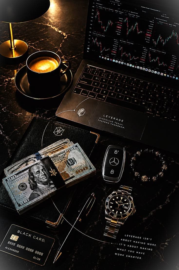 Dropshipping branded watches alongside a luxury lifestyle desk setup