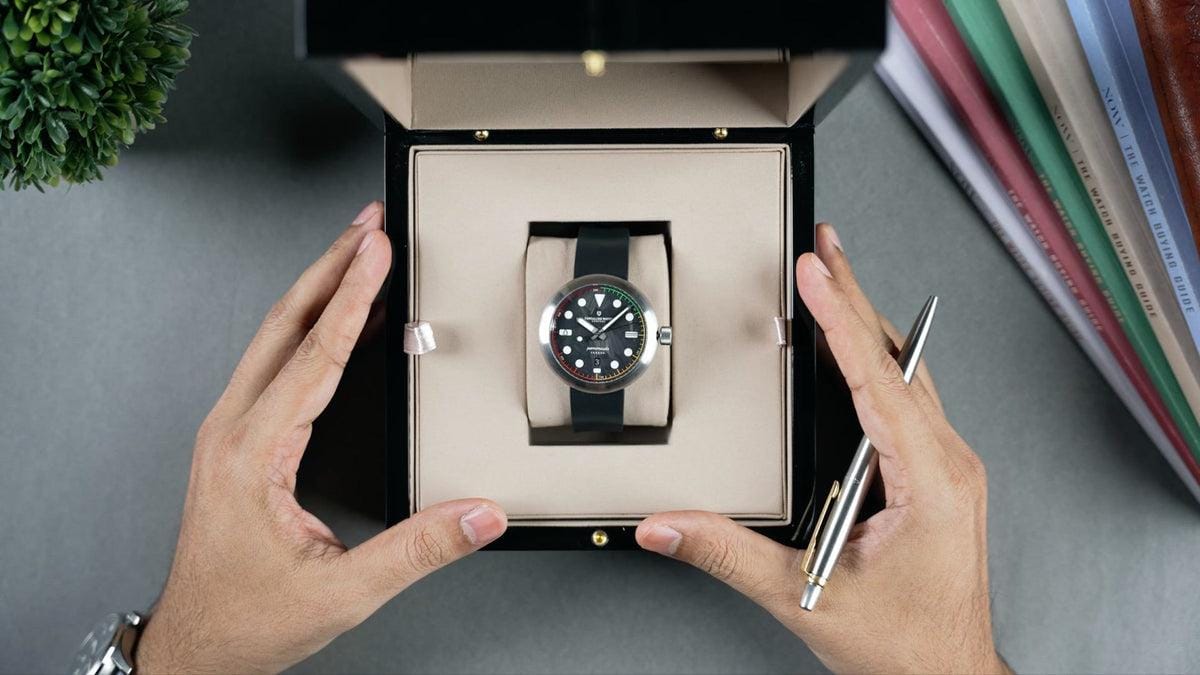 Boxed watch ready for a wholesale order